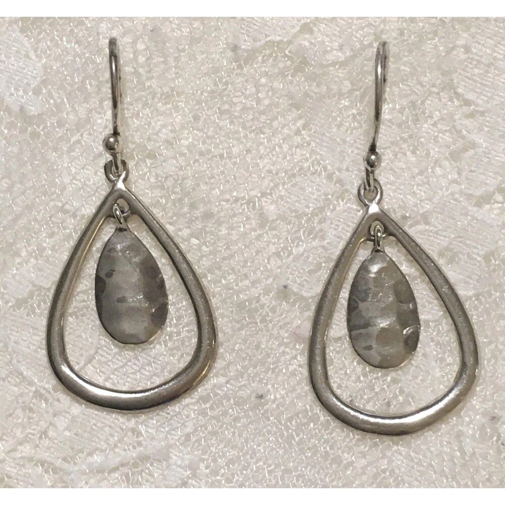 Sterling Silver 925 Earrings Pierced hammered Hook